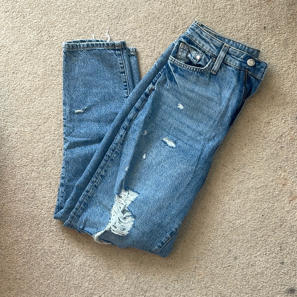 H & M distressed high waisted mom jeans